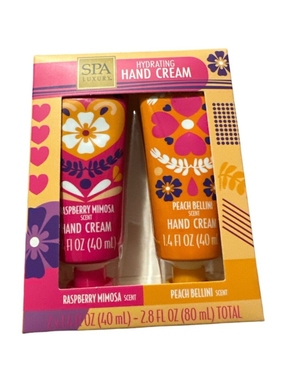 SPA Luxury Hydrating Hand Cream Rasberry Mimosa Peach Bellini Set Of 2